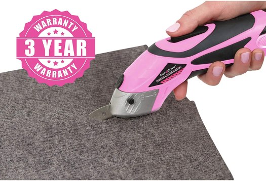 Pink Power Tijeras eléctricas de tela para manualidades,  costura, cartón, alfombra y álbumes de recortes, herramienta de corte  resistente, tijeras eléctricas inalámbricas automáticas y juego de cortador  giratorio (rosa) : Arte